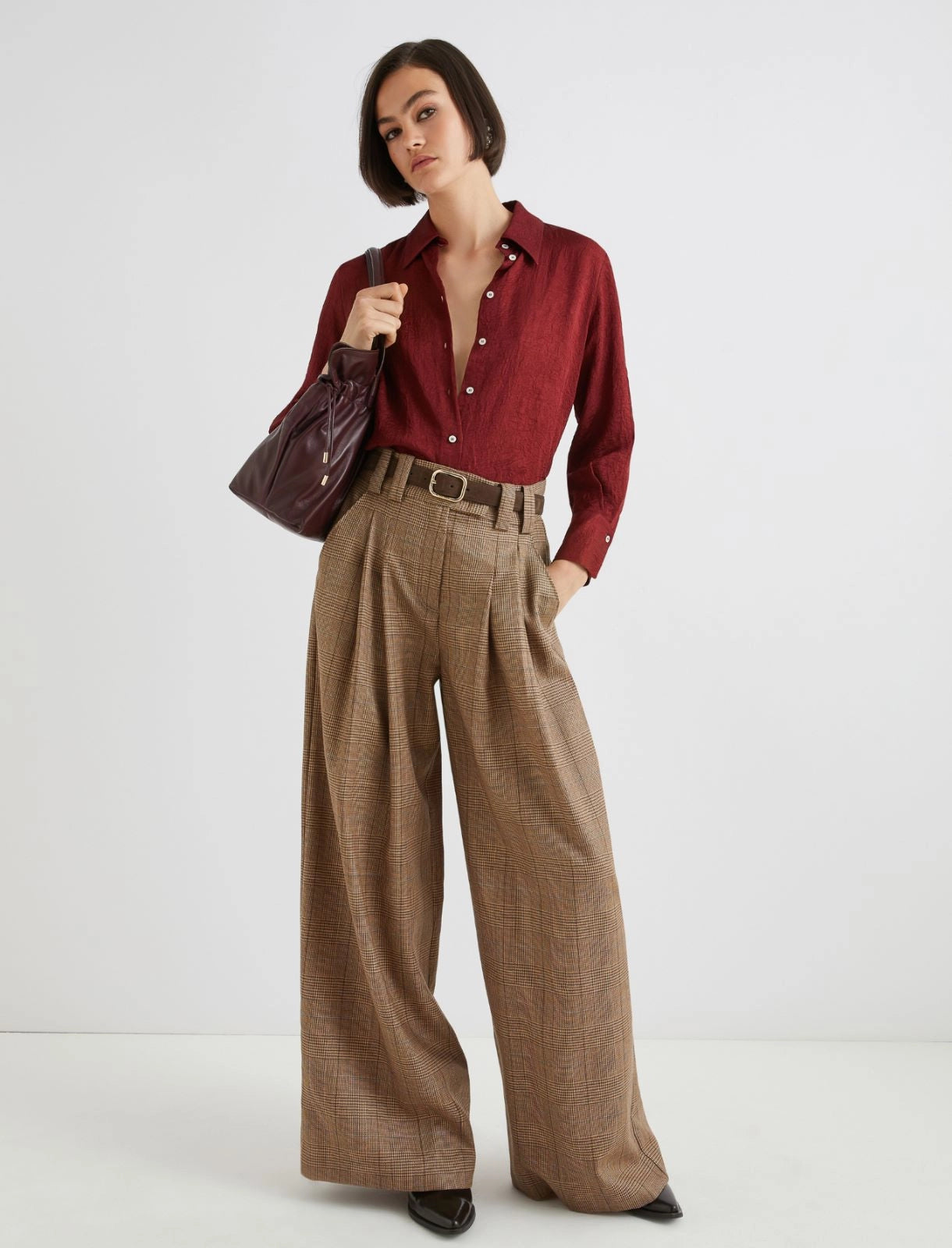 Camicia effetto crinckle bordeaux MARELLA LIRICO