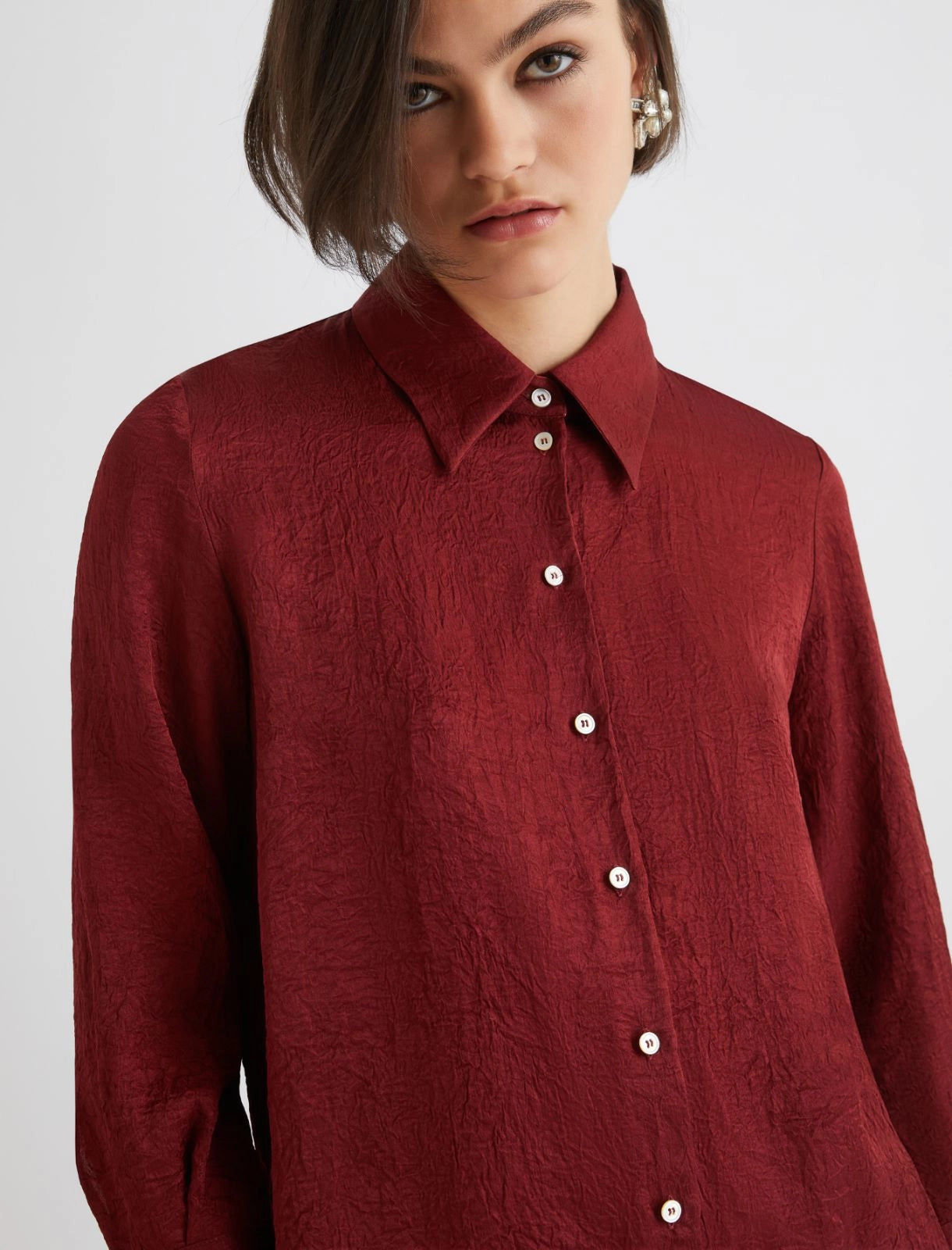 Camicia effetto crinckle bordeaux MARELLA LIRICO