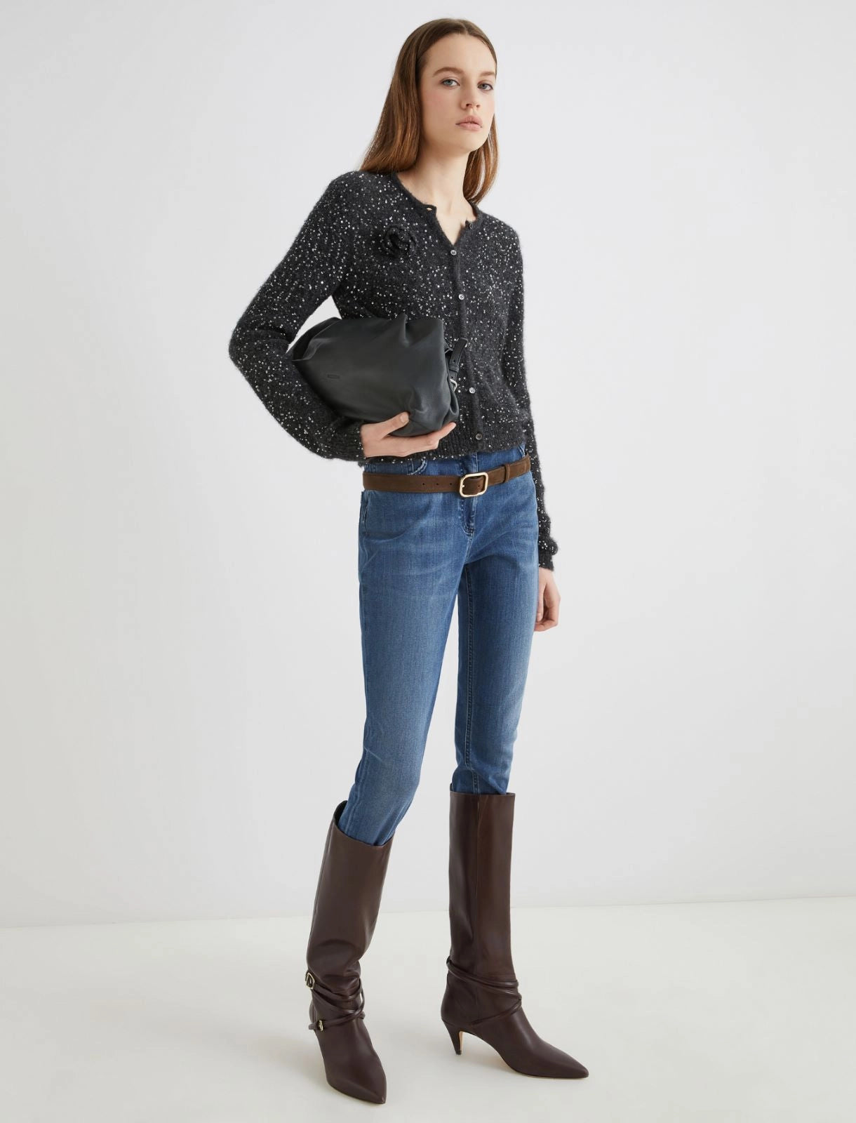 Cardigan in maglia con paillettes MARELLA SABA1