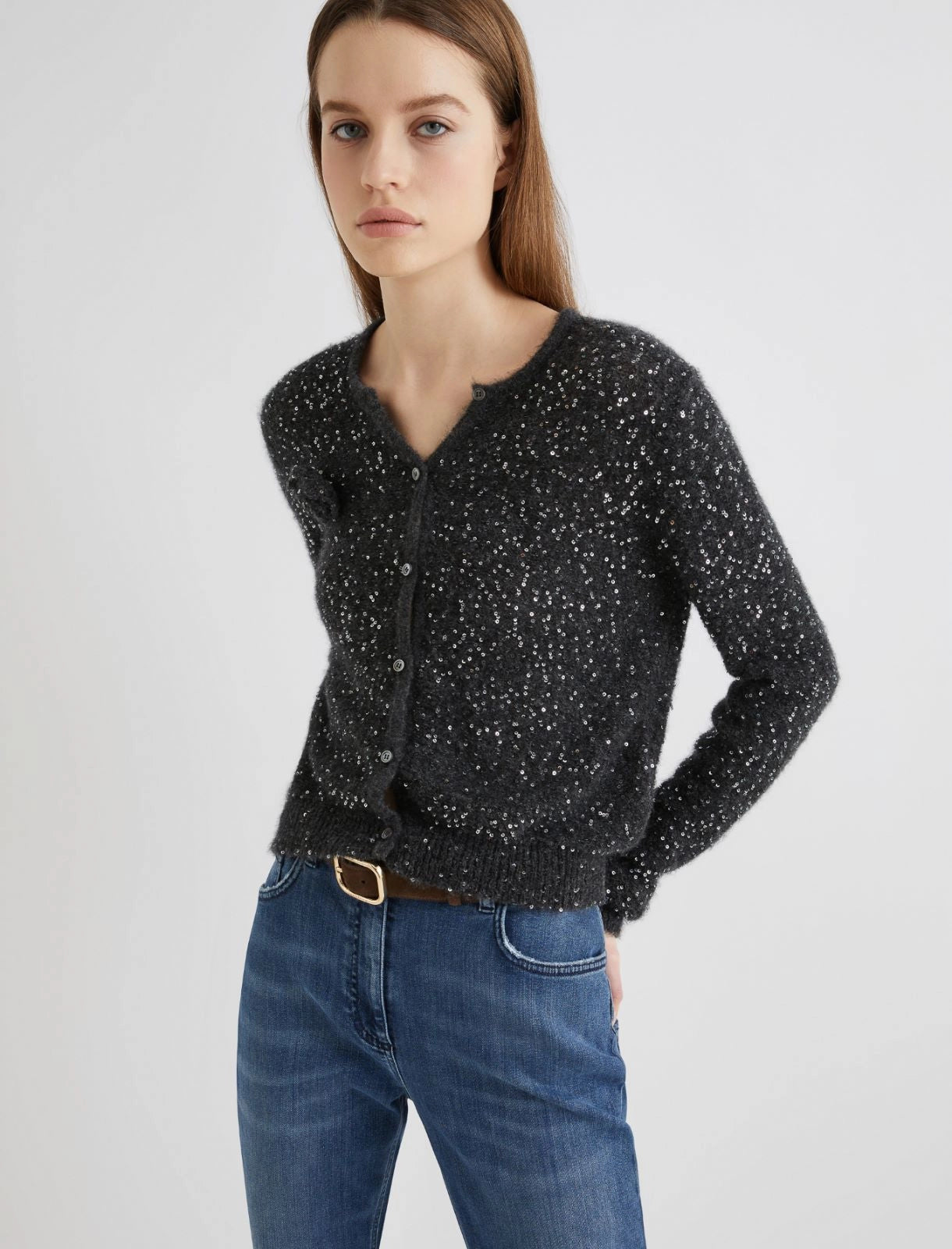 Cardigan in maglia con paillettes MARELLA SABA1