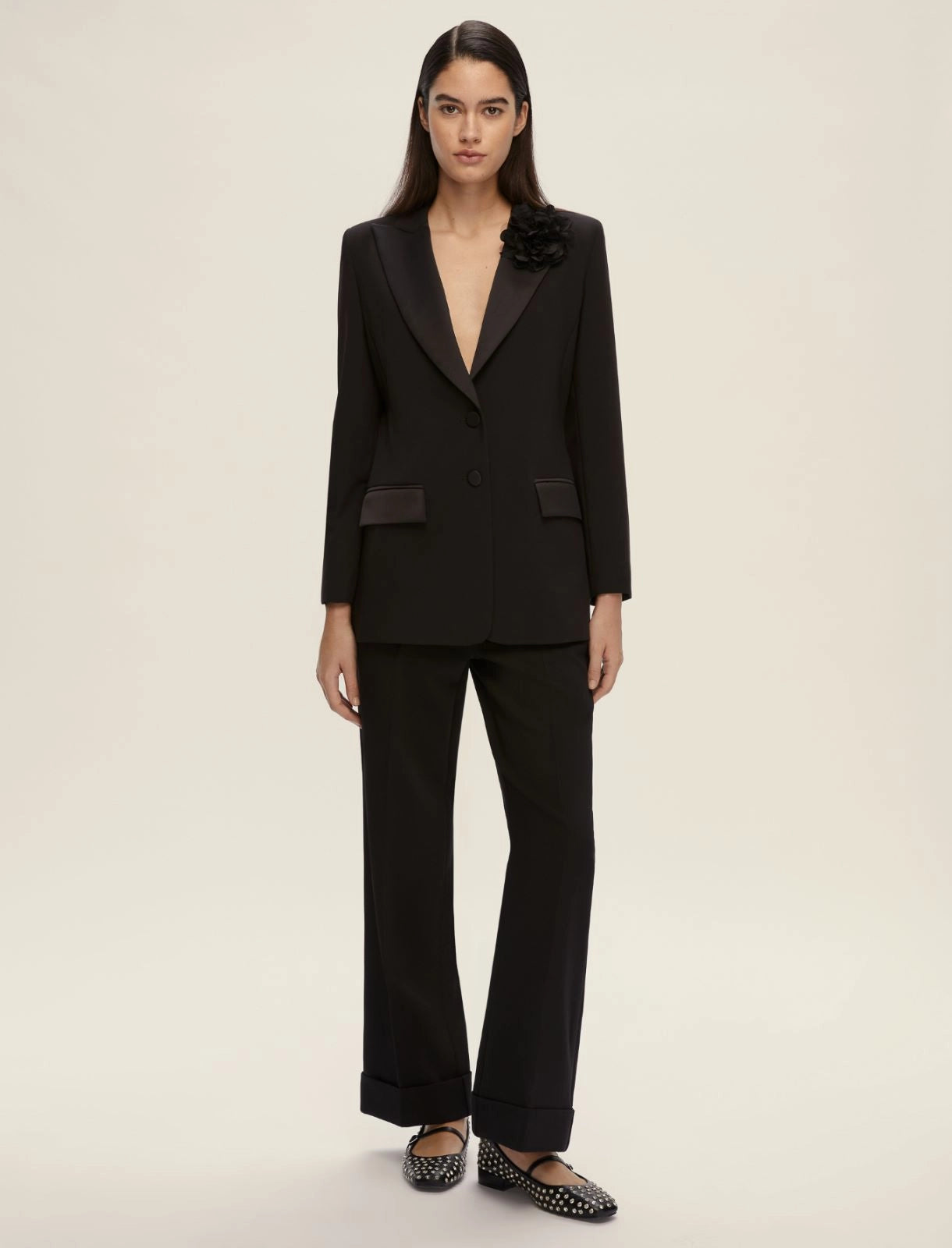 Blazer monopetto con scollo in raso EMME SONNI