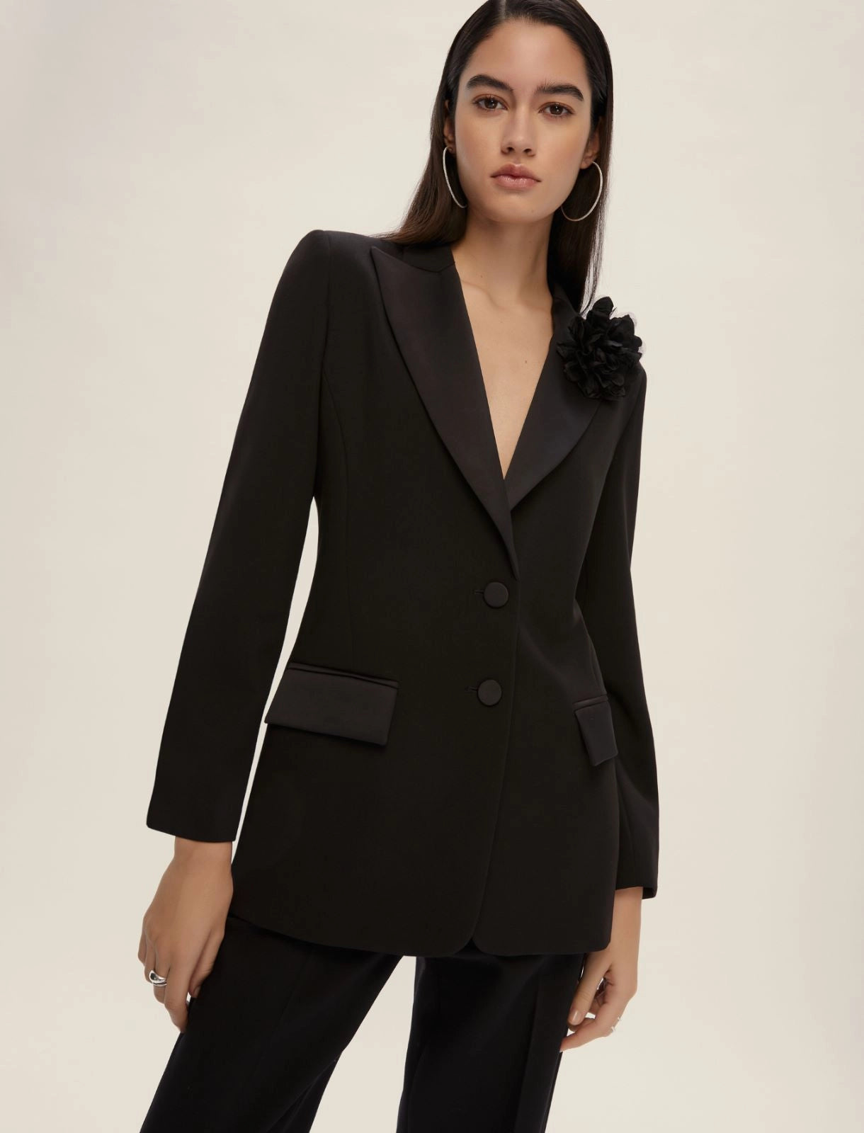 Blazer monopetto con scollo in raso EMME SONNI
