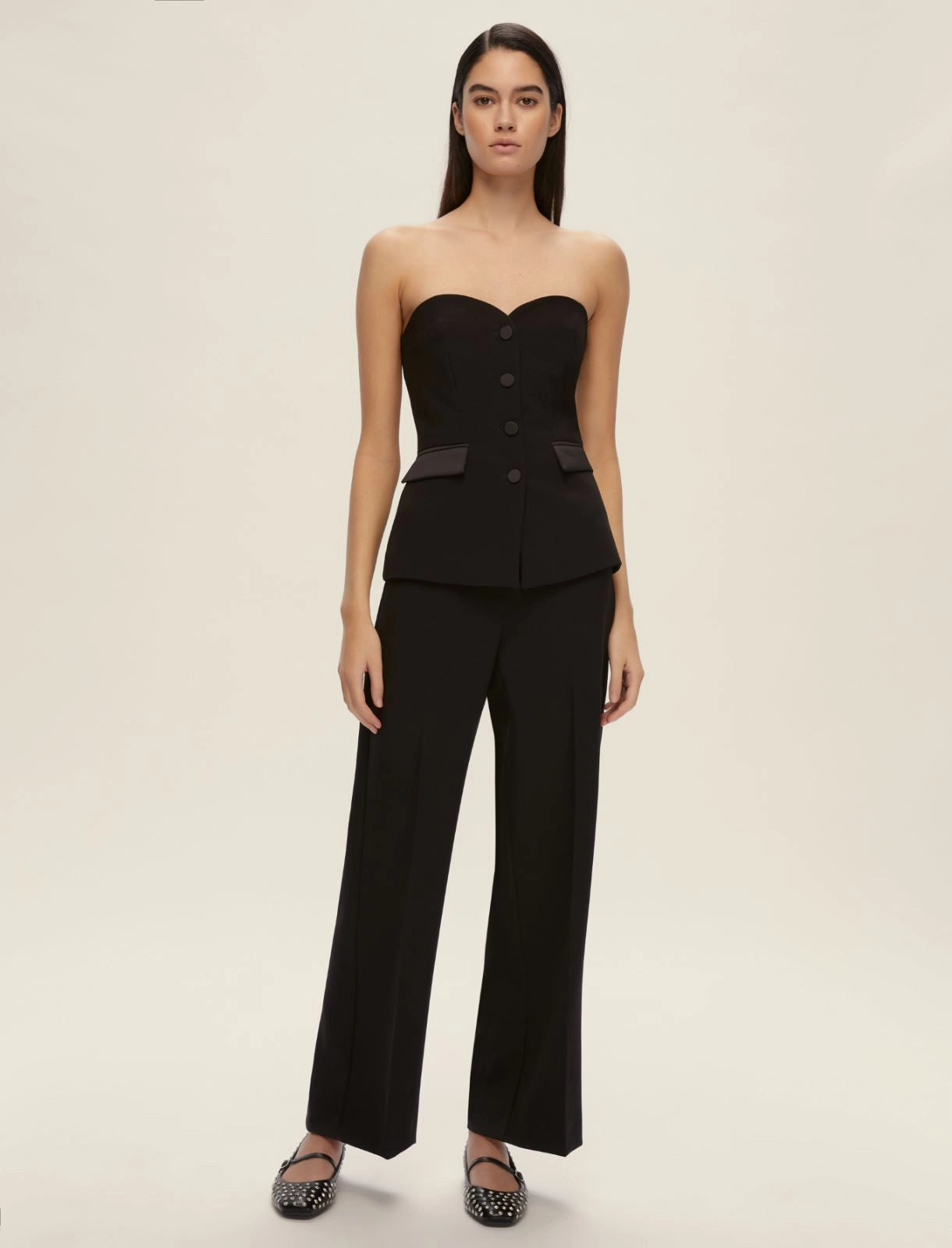 Pantalone strecht con dettaglio in raso EMME CARAVAN2