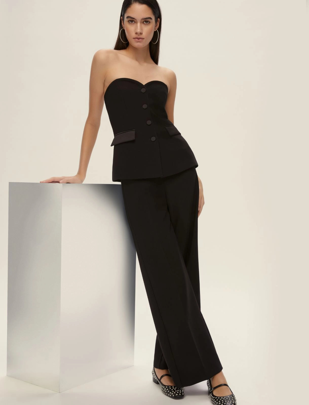 Pantalone strecht con dettaglio in raso EMME CARAVAN2