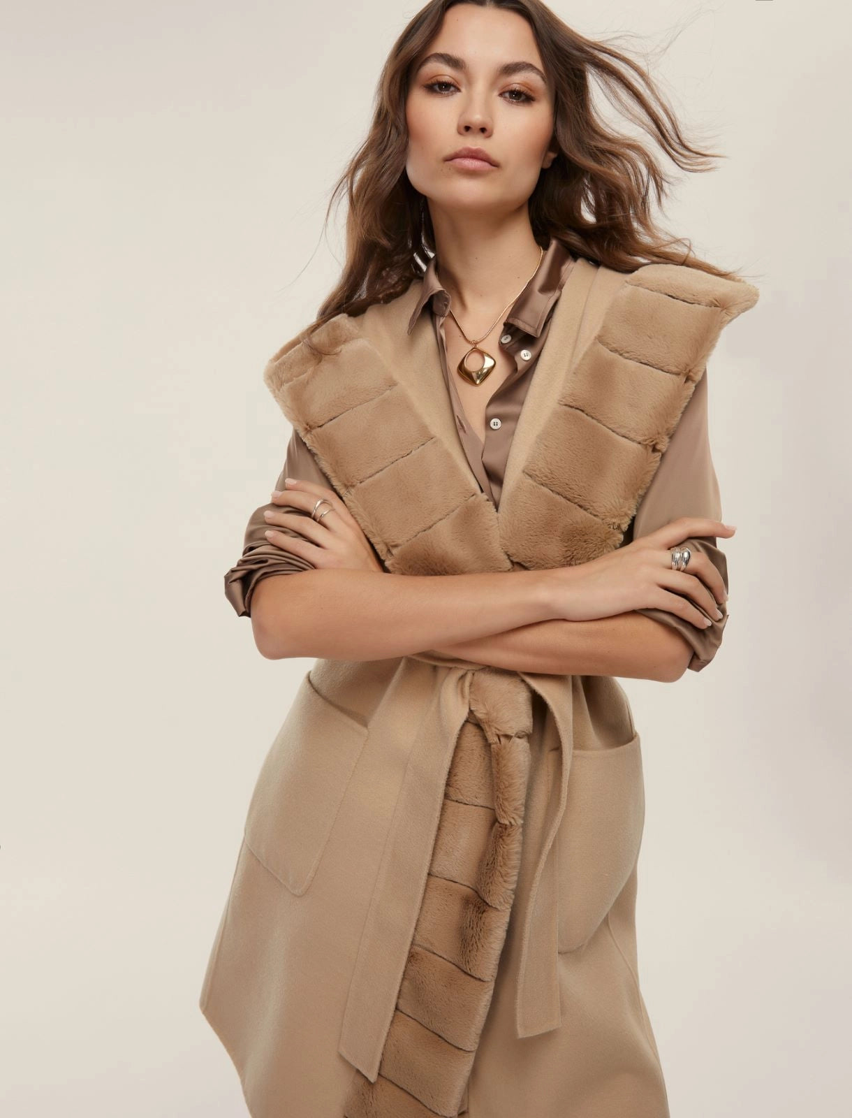 Gilet con cintura beige EMME FORMOSA