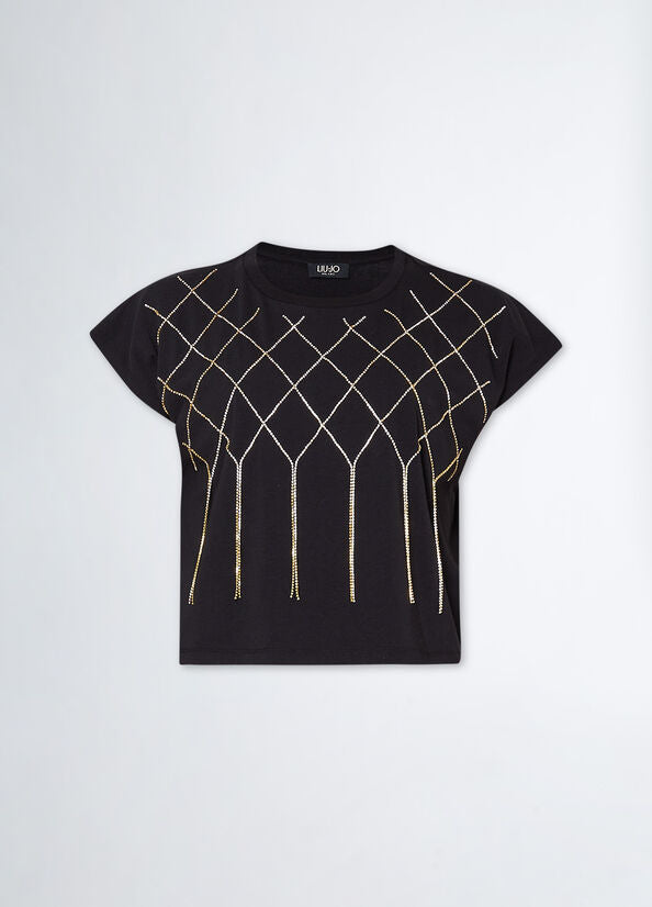 T shirt con ricami gioiello LIU JO CA4444