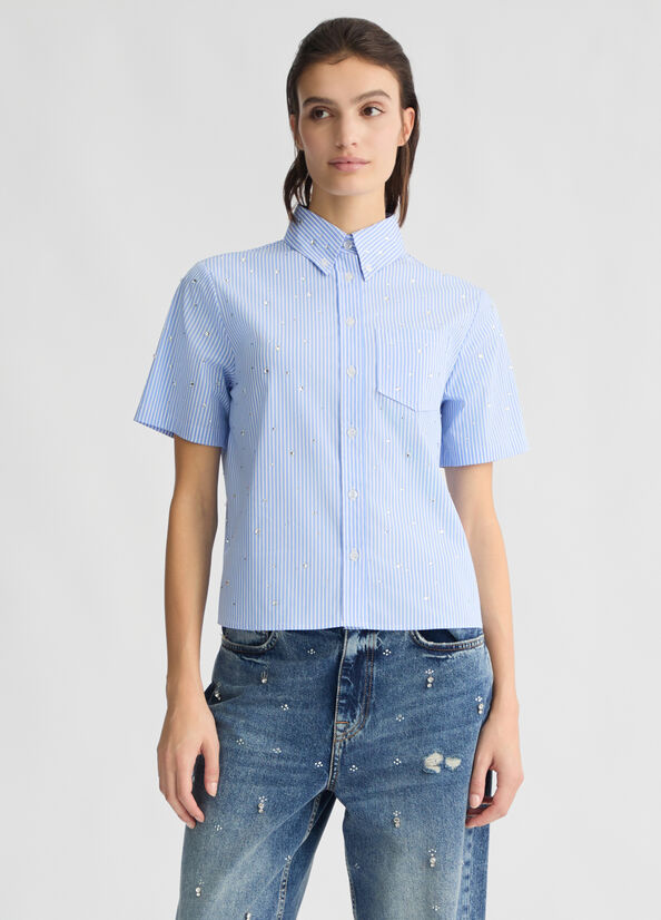 Camicia boxy azzurra LIUJO CA5018