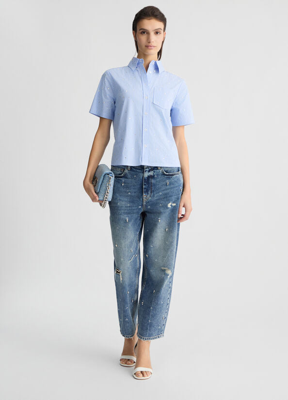 Camicia boxy azzurra LIUJO CA5018