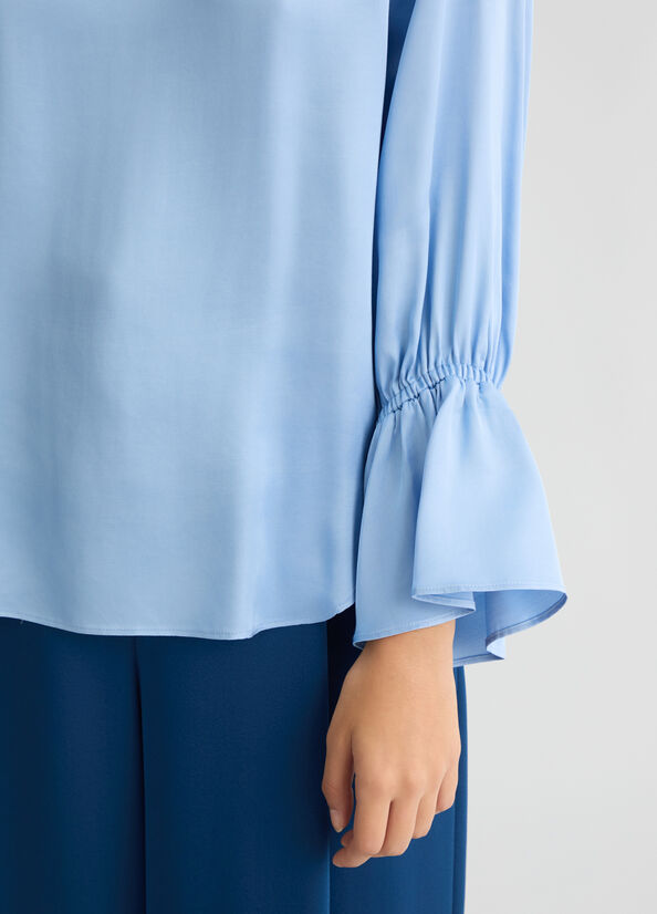Blusa in raso azzurra LIUJO CA5242
