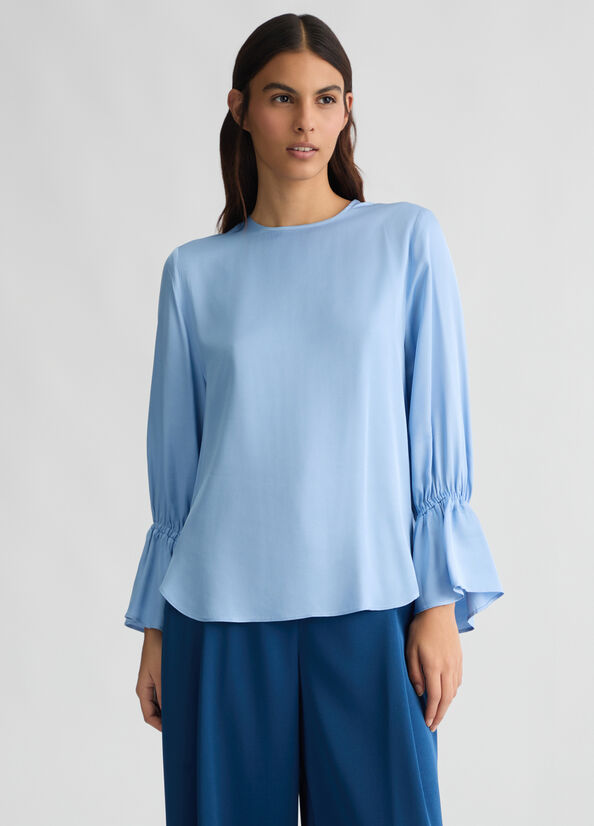 Blusa in raso azzurra LIUJO CA5242