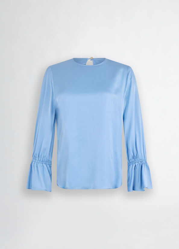 Blusa in raso azzurra LIUJO CA5242