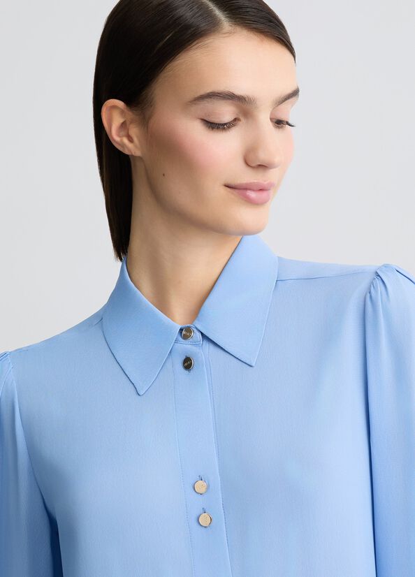 Camicia azzurra in viscosa LIUJO CA5299