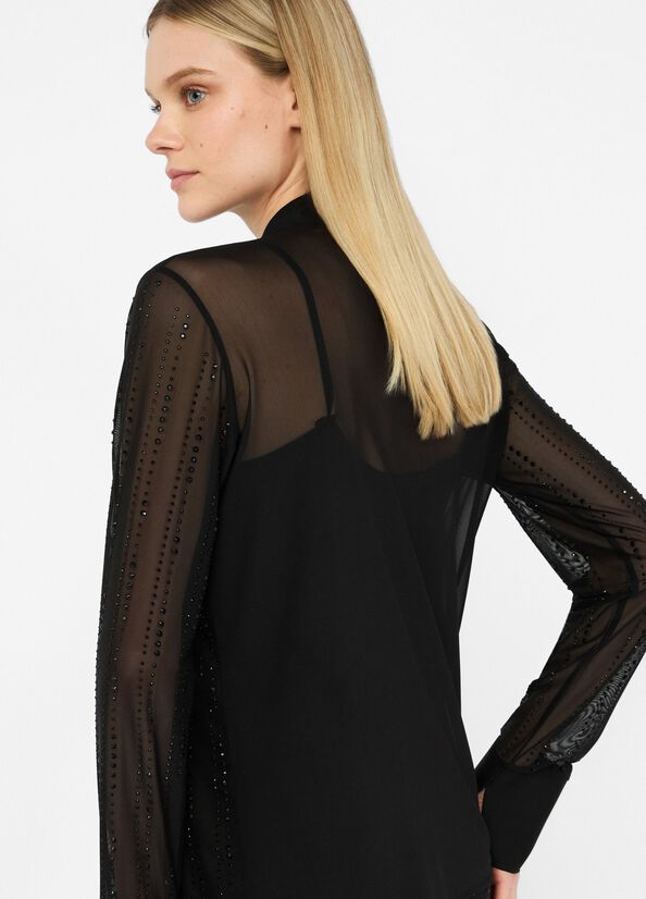 Camicia in tulle con strass LIU JO CF5056