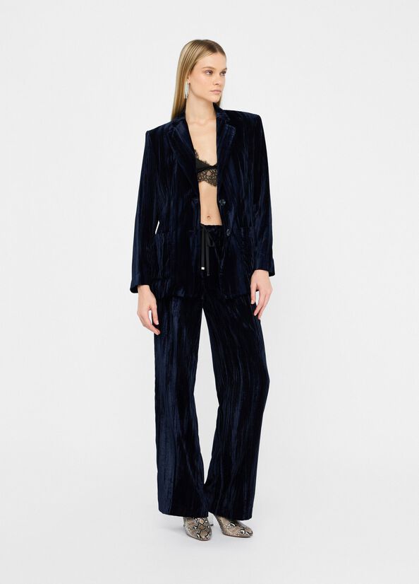 Blazer in velluto blu LIU JO CF5403