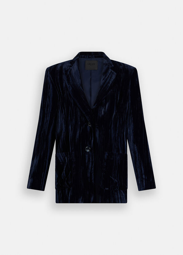 Blazer in velluto blu LIU JO CF5403