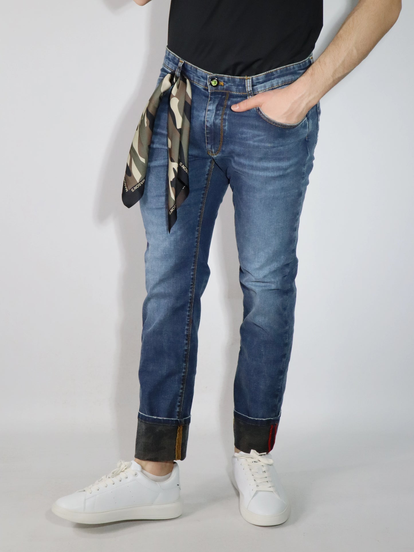 Jeans stretch con pattern mimetico MASON'S DE42S13