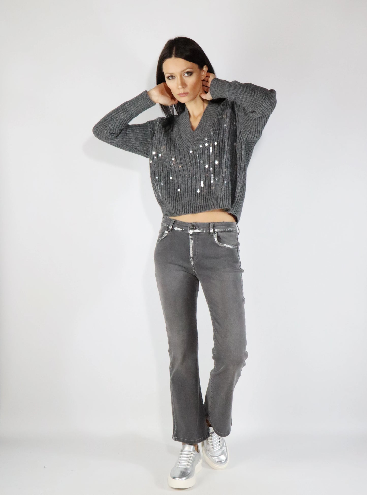 Jeans con effetto spalmato CARACTERE P041
