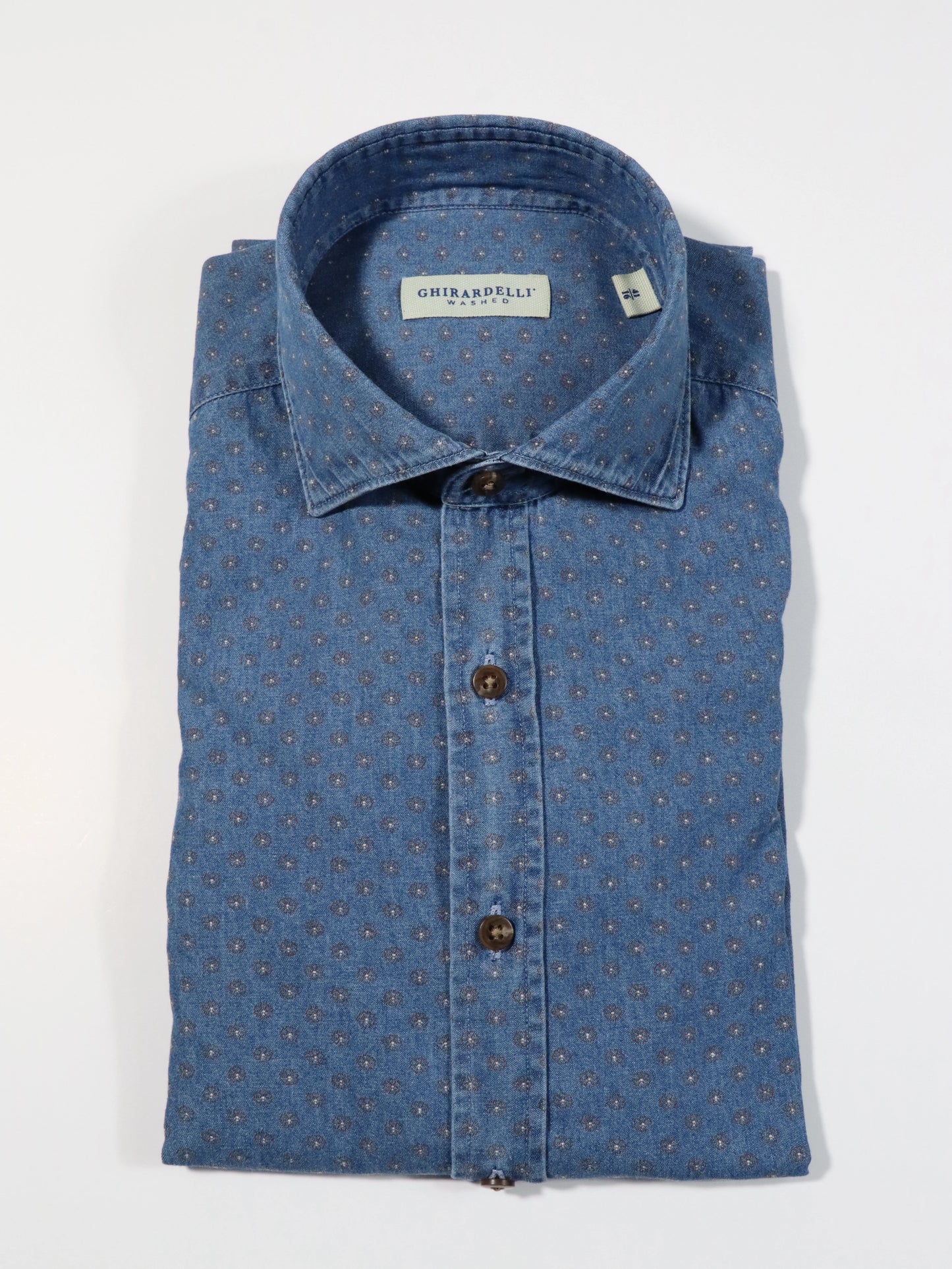 Camicia micro-fantasia in denim GHIRARDELLI EW5124