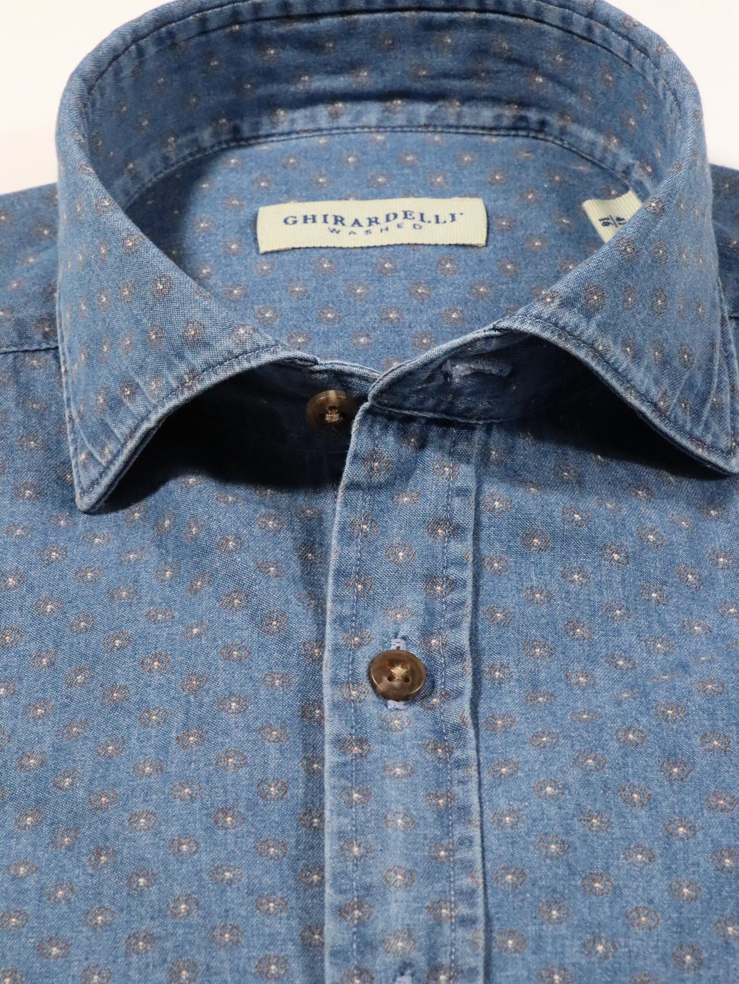 Camicia micro-fantasia in denim GHIRARDELLI EW5124