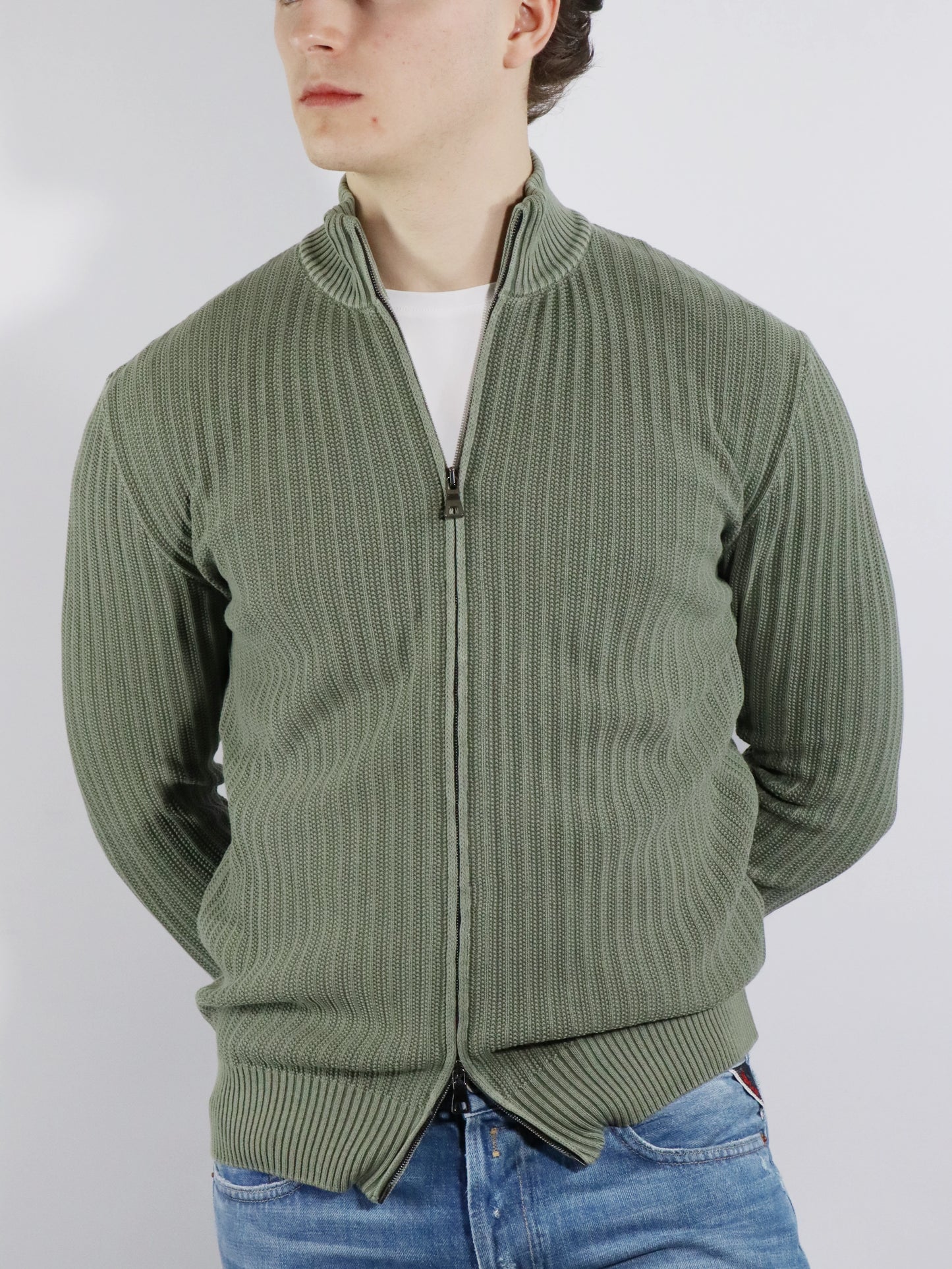 Cardigan in cotone a coste FERRANTE 25004