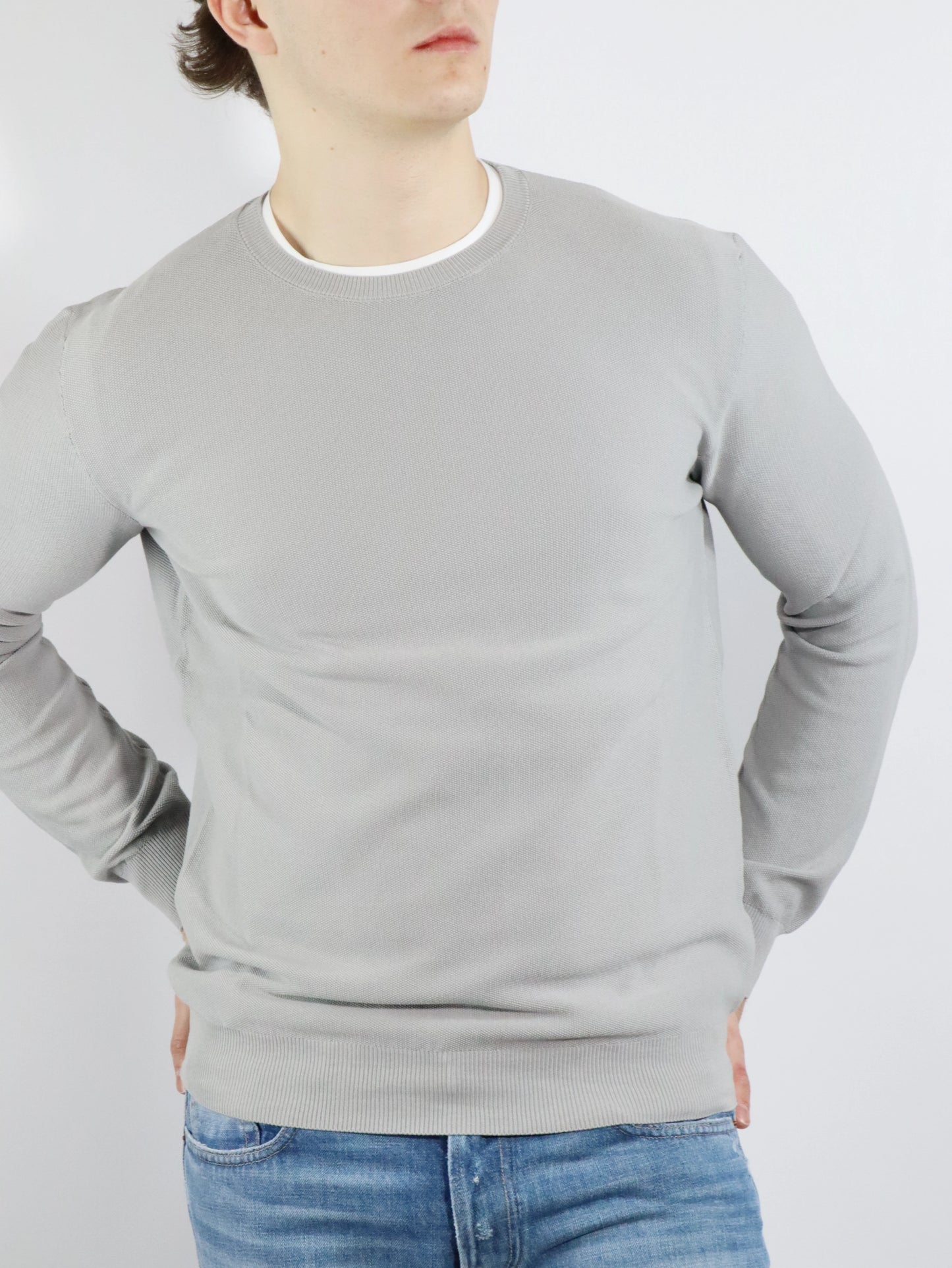 Girocollo in cotone grigio FERRANTE 23113