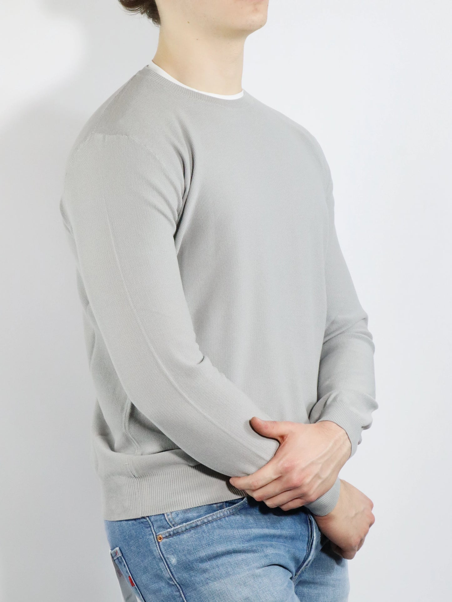 Girocollo in cotone grigio FERRANTE 23113