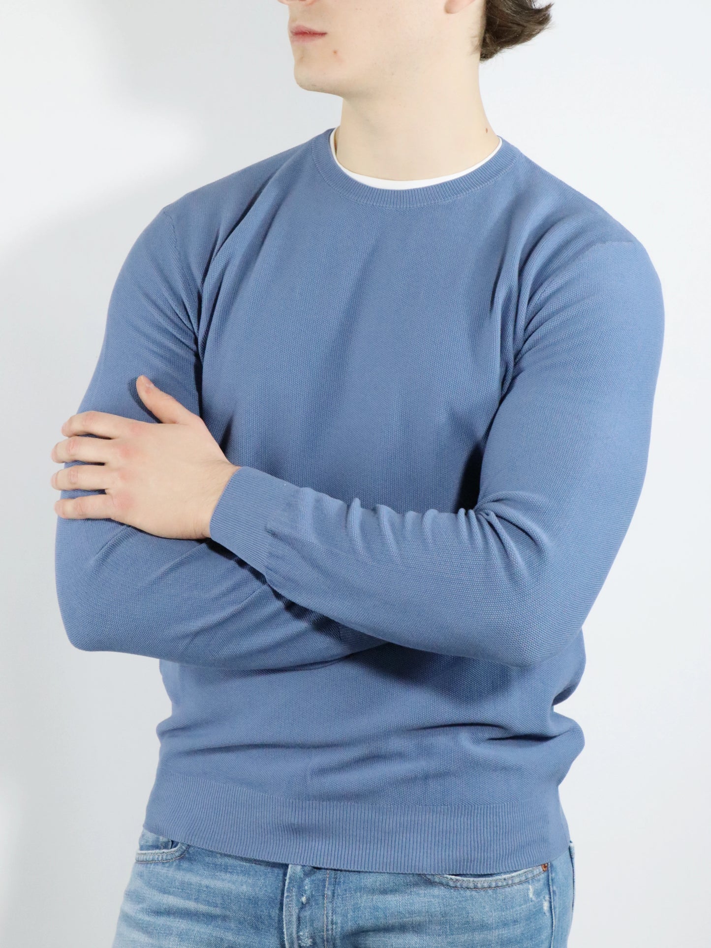 Girocollo in cotone azzurro FERRANTE 23113