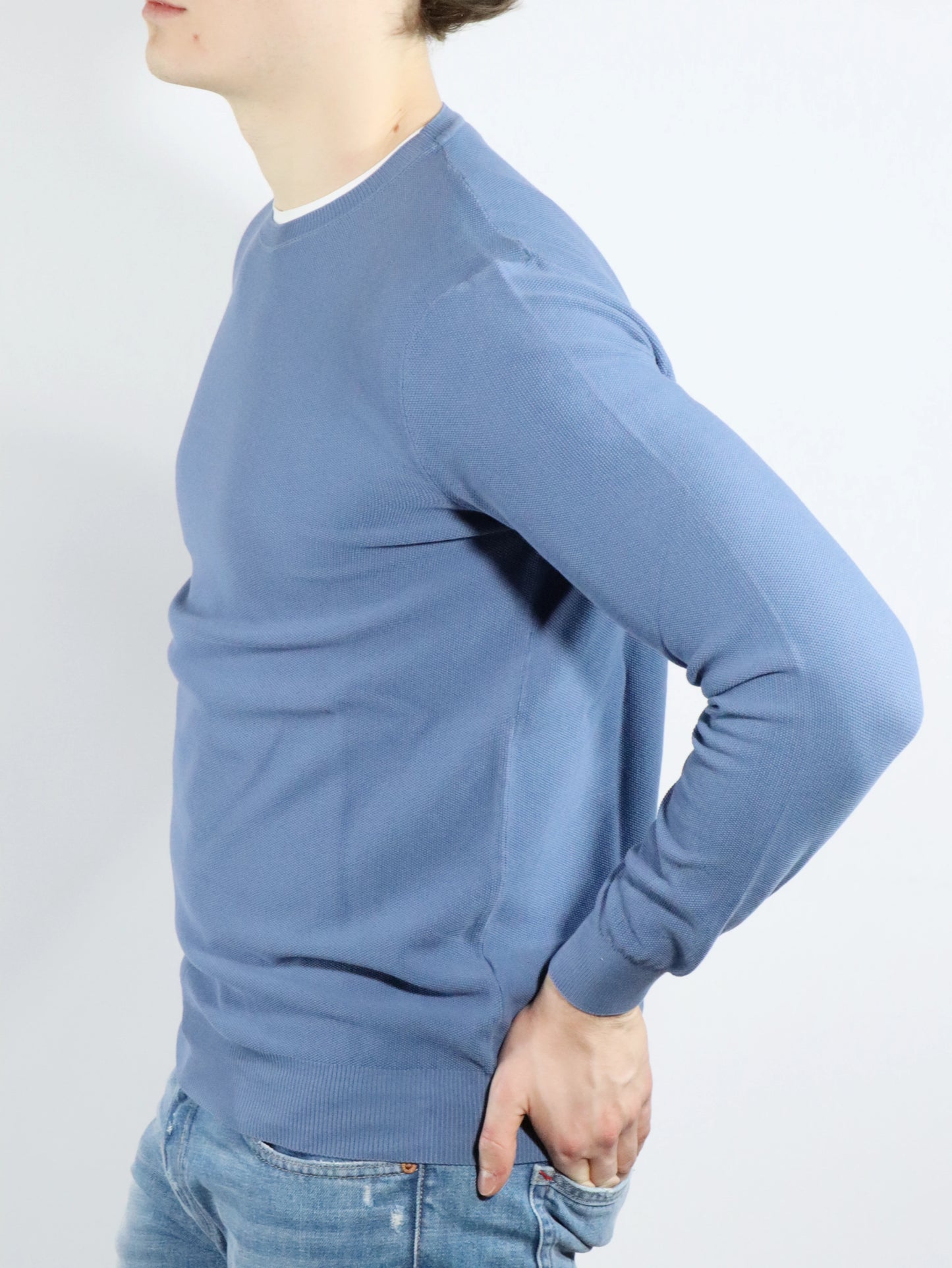 Girocollo in cotone azzurro FERRANTE 23113