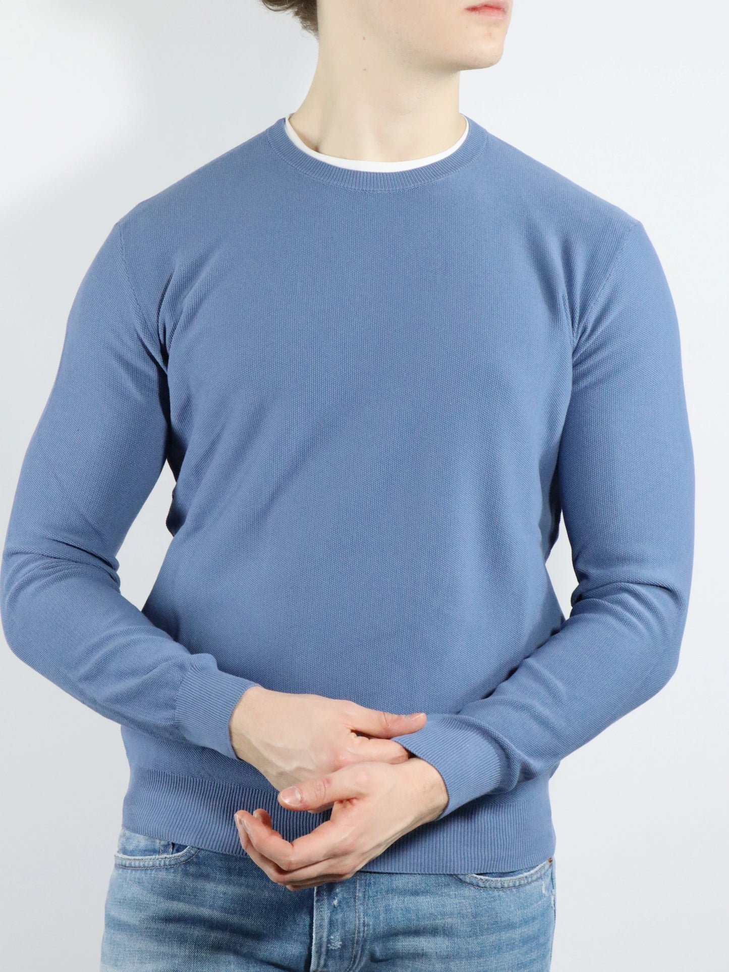 Girocollo in cotone azzurro FERRANTE 23113