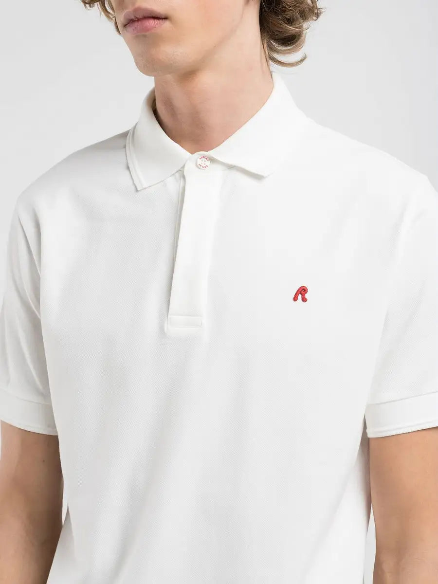 Polo con ricamo off white REPLAY 20623