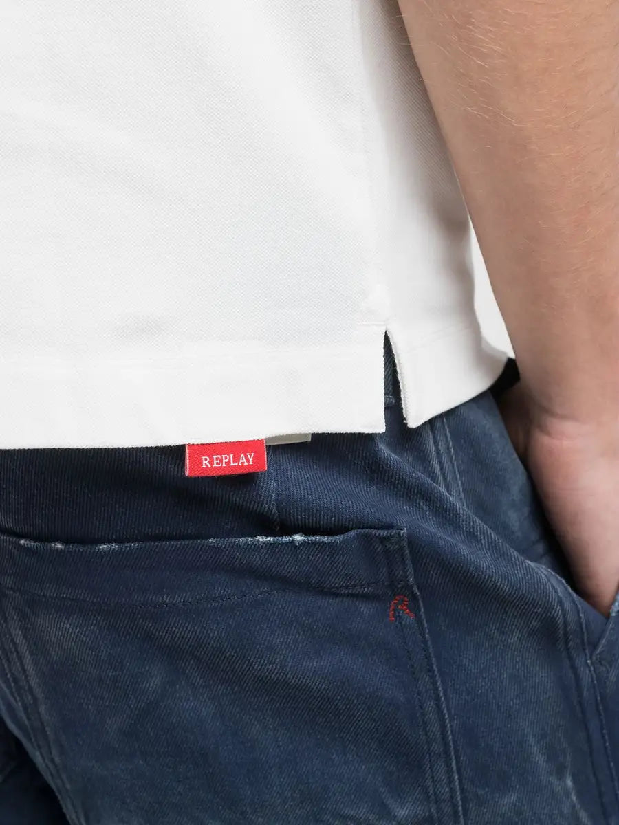 Polo con ricamo off white REPLAY 20623