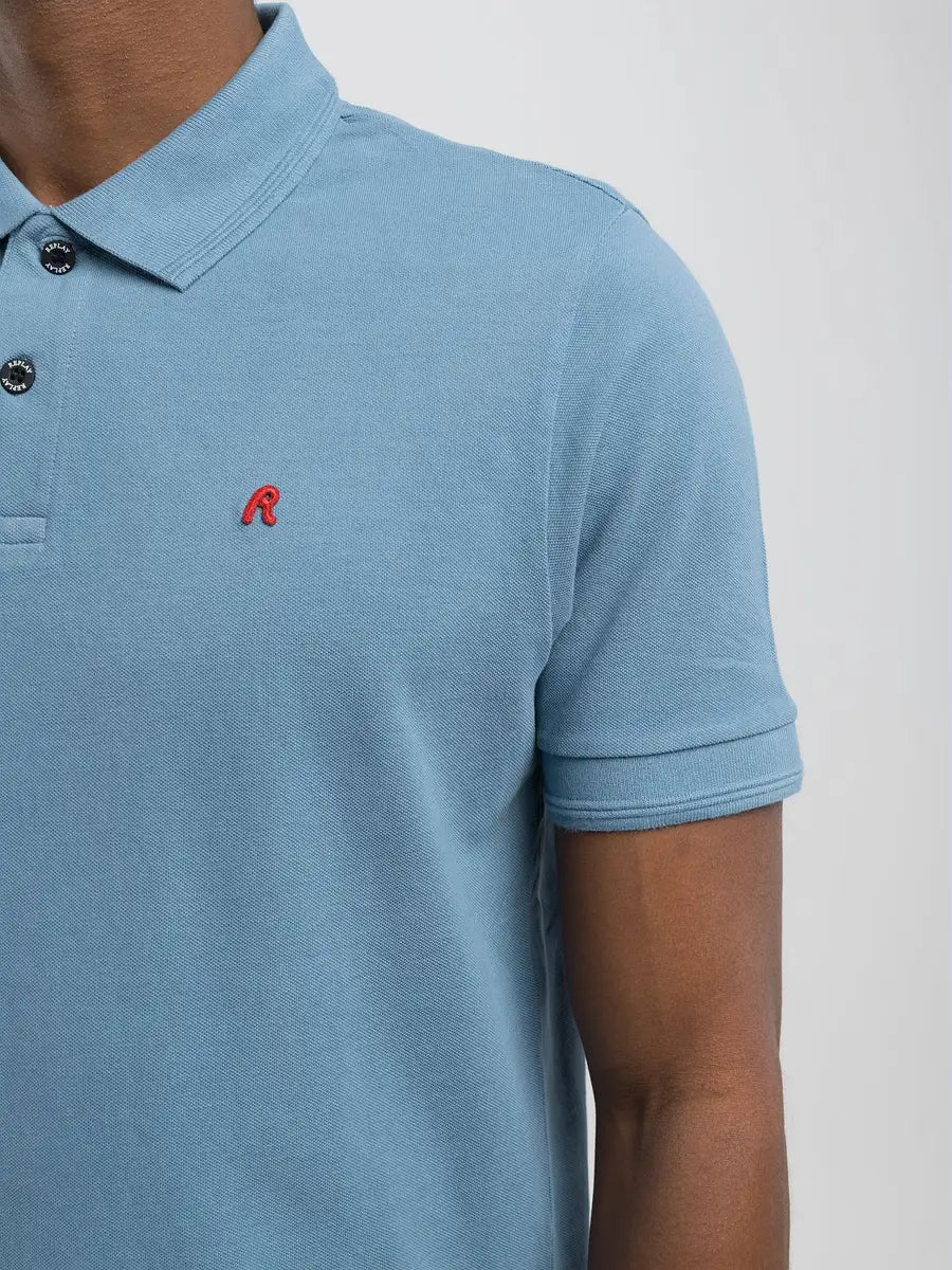 Polo in piquet azzurro REPLAY 22696