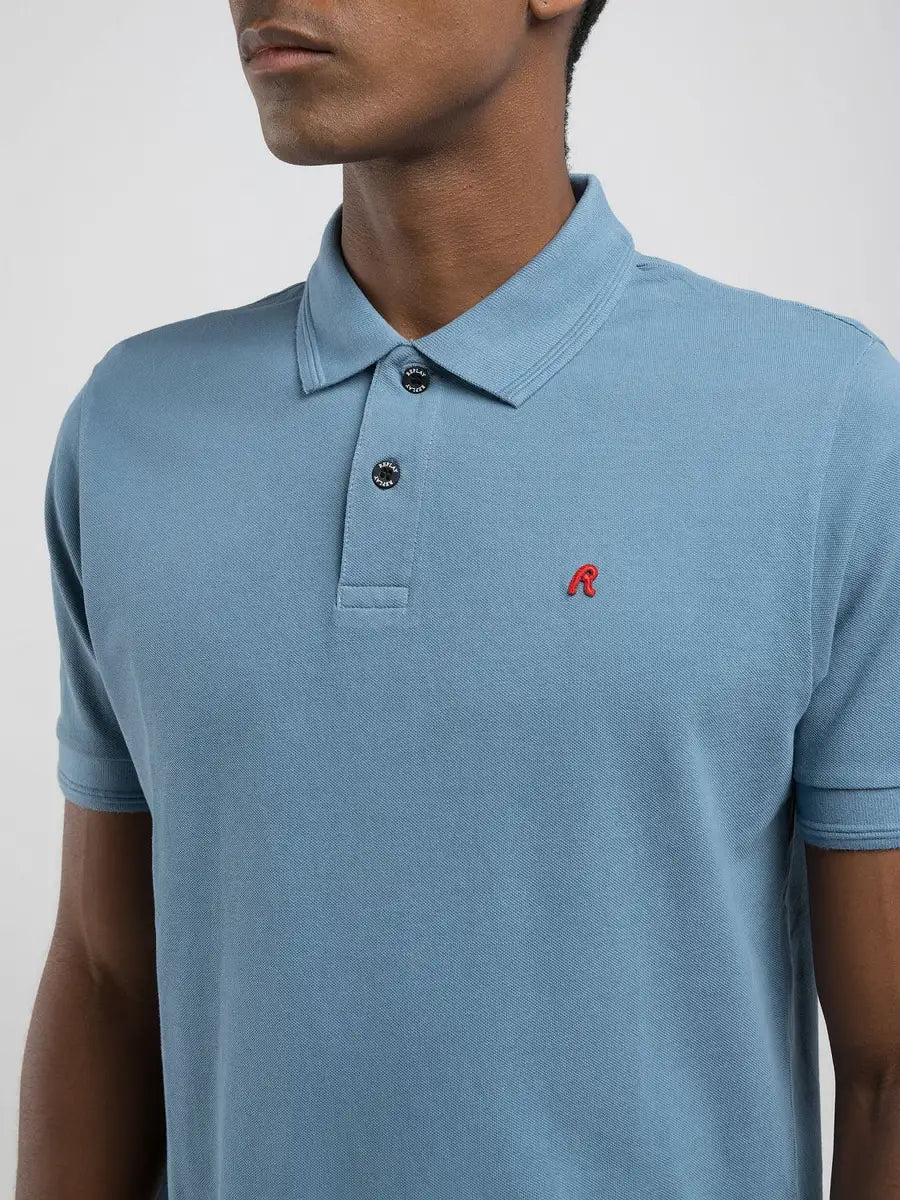 Polo in piquet azzurro REPLAY 22696