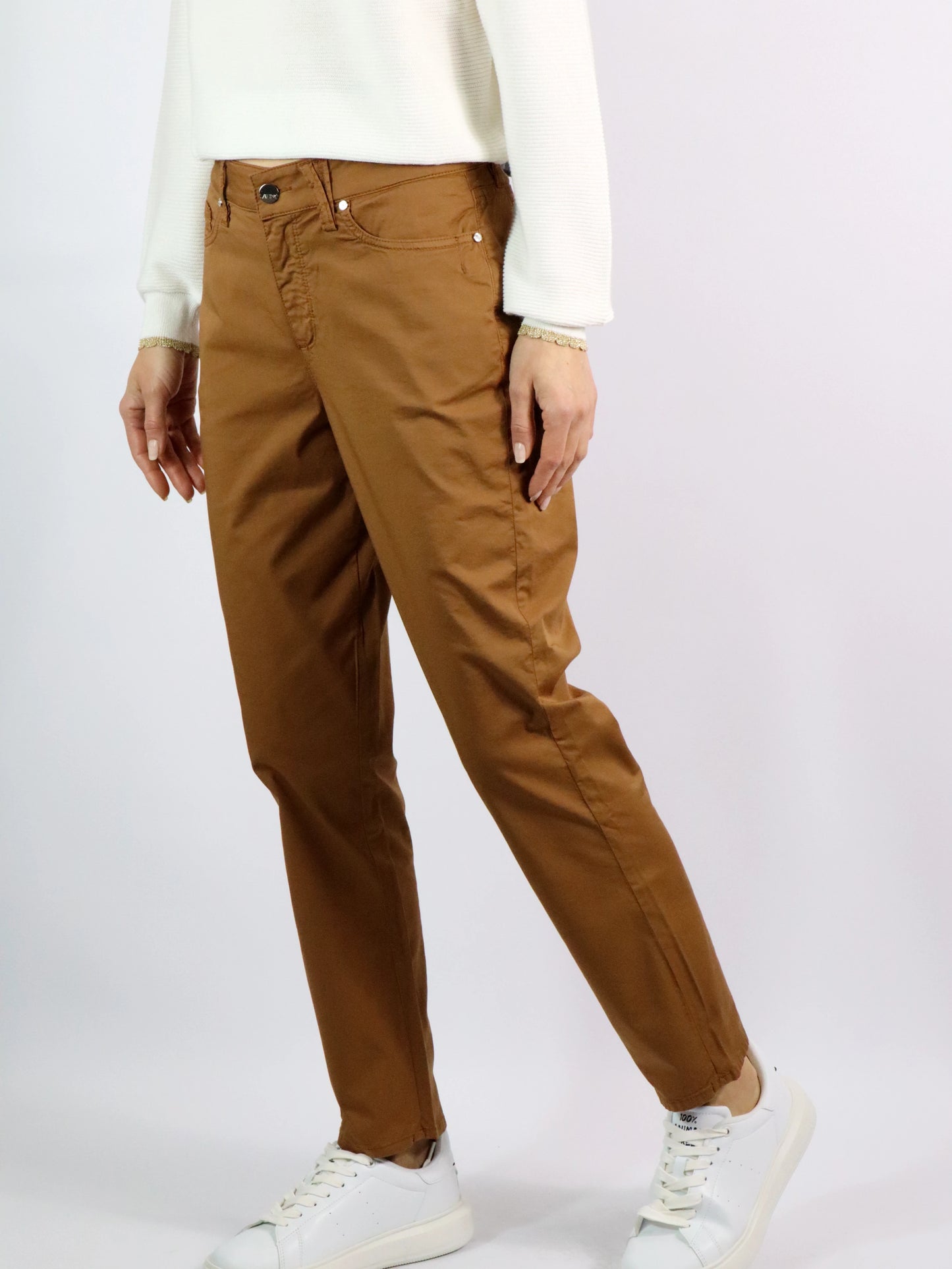 Jeans in popeline di cotone cuoio LATINO' LUCILLAPA073