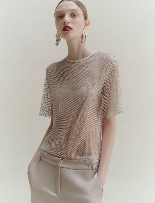 T shirt in rete con strass MARELLA LODOLA
