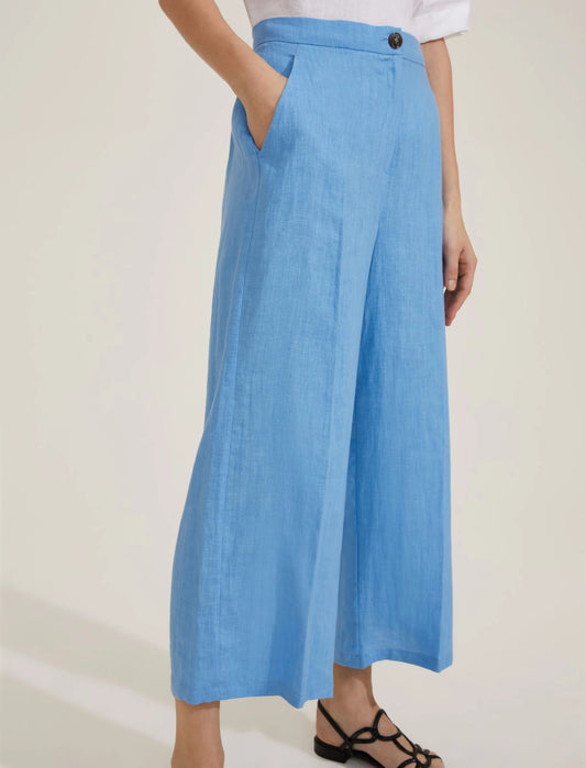 Pantalone ampio in lino azzurro EMME SILVANA