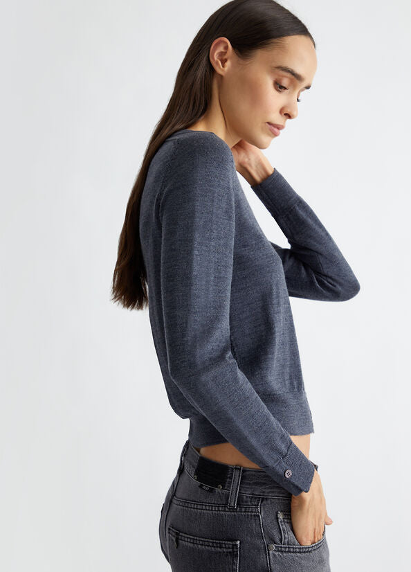 Cardigan in lana antracite LIU JO CF4047