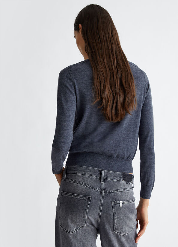 Cardigan in lana antracite LIU JO CF4047