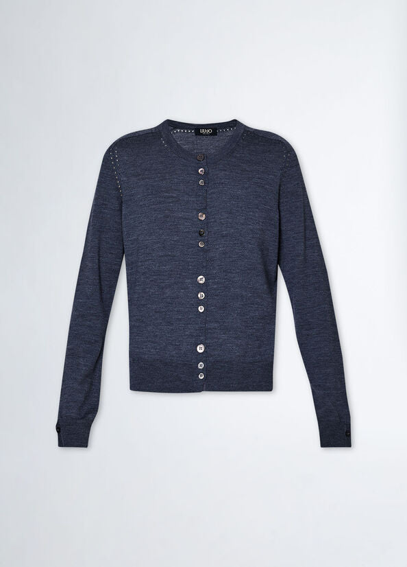 Cardigan in lana antracite LIU JO CF4047