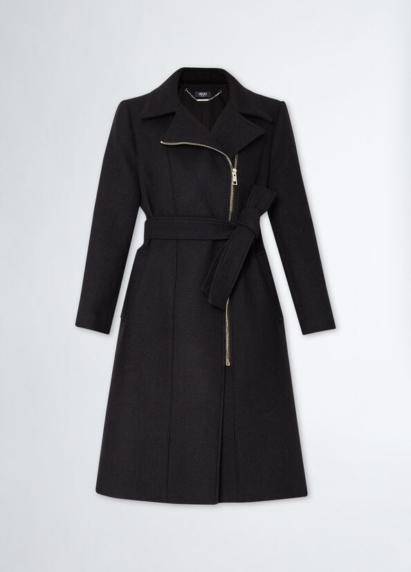 Cappotto nero con zip LIU JO CF3116