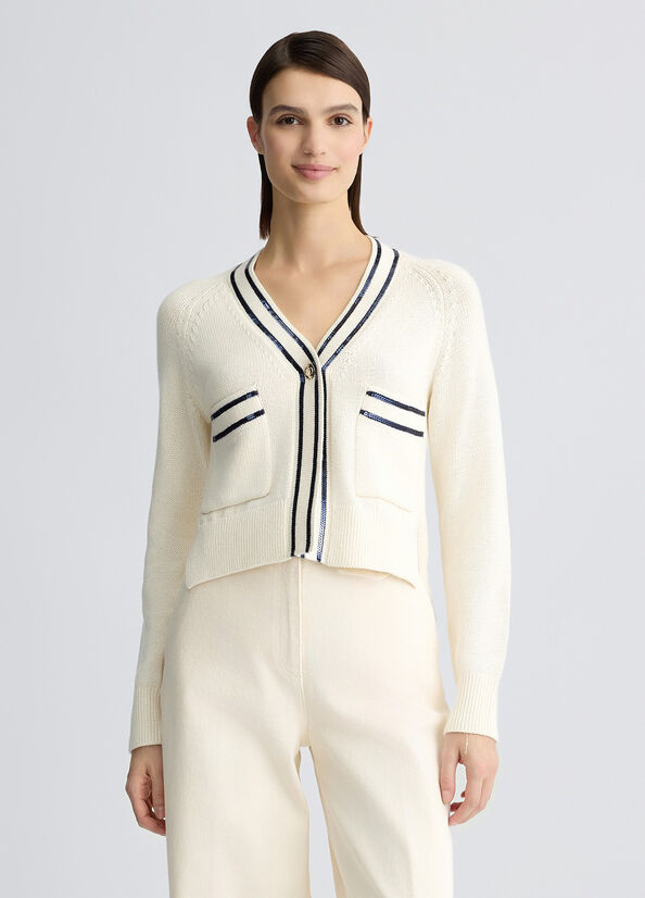 Cardigan bianco con pailletes CA5110