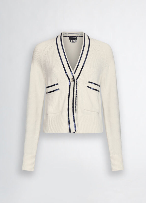 Cardigan bianco con pailletes CA5110