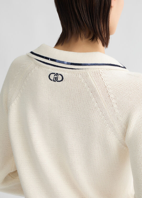 Maglia bianca in cotone LIUJO CA5112