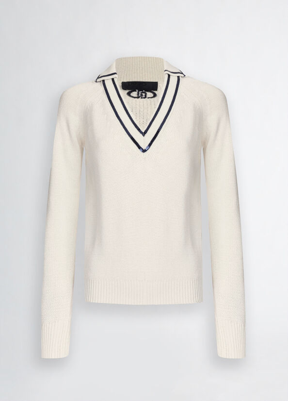 Maglia bianca in cotone LIUJO CA5112