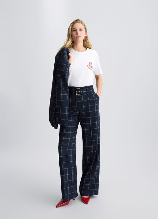 Pantalone in check a vita alta LIUJO CA5236
