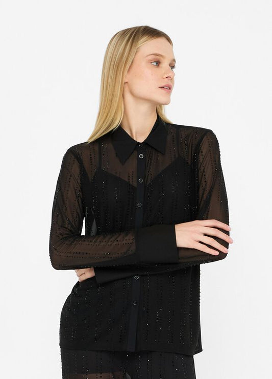 Camicia in tulle con strass LIU JO CF5056