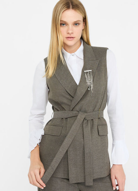 Gilet chevron con cintura LIU JO CF5259