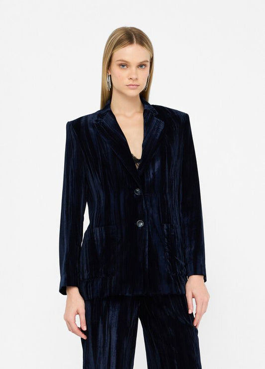 Blazer in velluto blu LIU JO CF5403