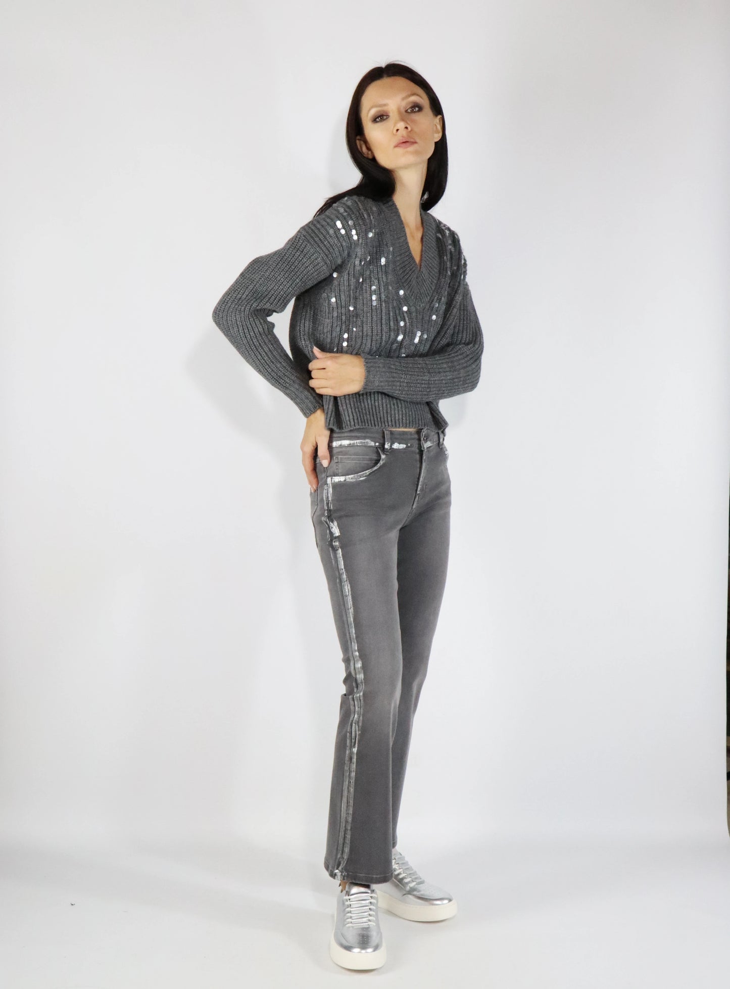 Jeans con effetto spalmato CARACTERE P041