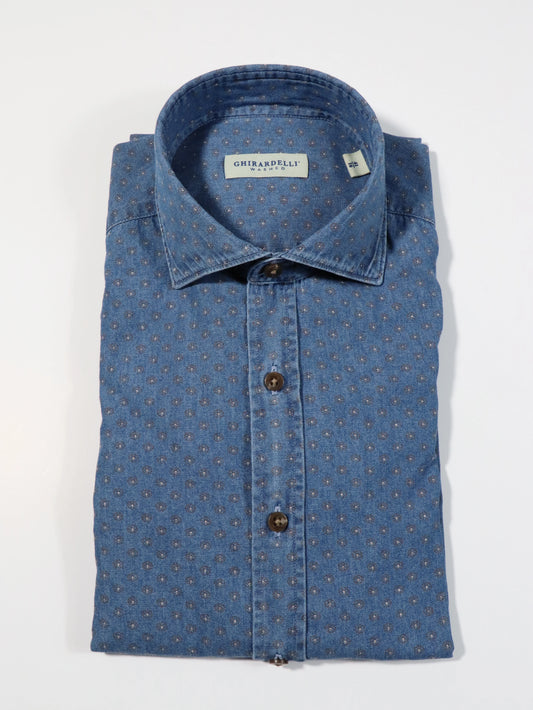 Camicia micro-fantasia in denim GHIRARDELLI EW5124
